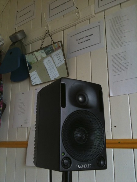 Speaker in the Beach Hut as part of the Installation for the Artists Residency